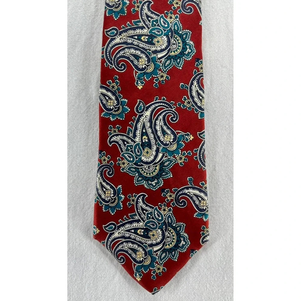 Liberty‎ of London Vintage Silk Tie Burgundy Red Teal Paisley Print Made in USA